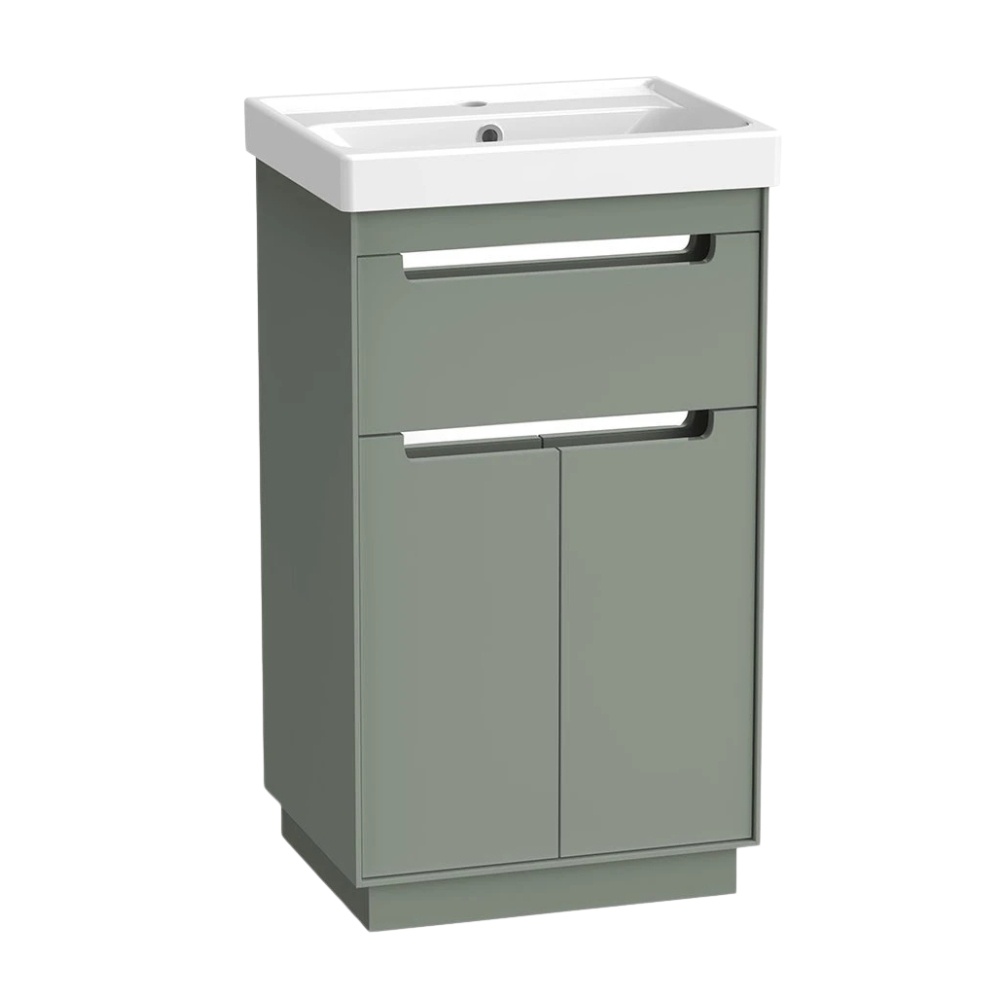 Cut out image of the Tavistock Acumen 500mm Laurel Green Freestanding Vanity Unit & Basin